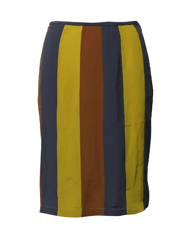 soft utility skirts -Prada Striped Skirt in Multicolor Silk