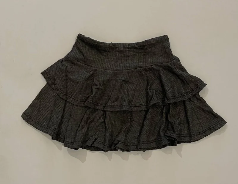 indigo lounge skirts -Ribbed Ruffle Skirt In Grey