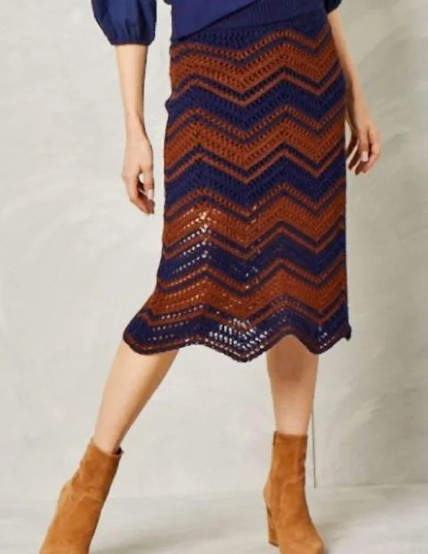 sand relaxed skirts -Sadie Skirt-Cotton-Navy Multi