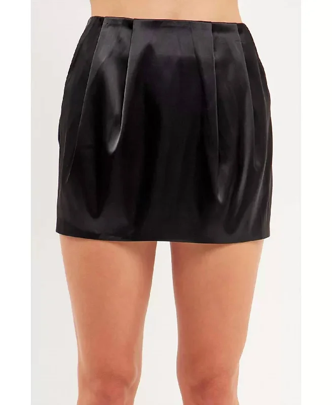 indie flair skirts -Satin Mini Skirt In Black