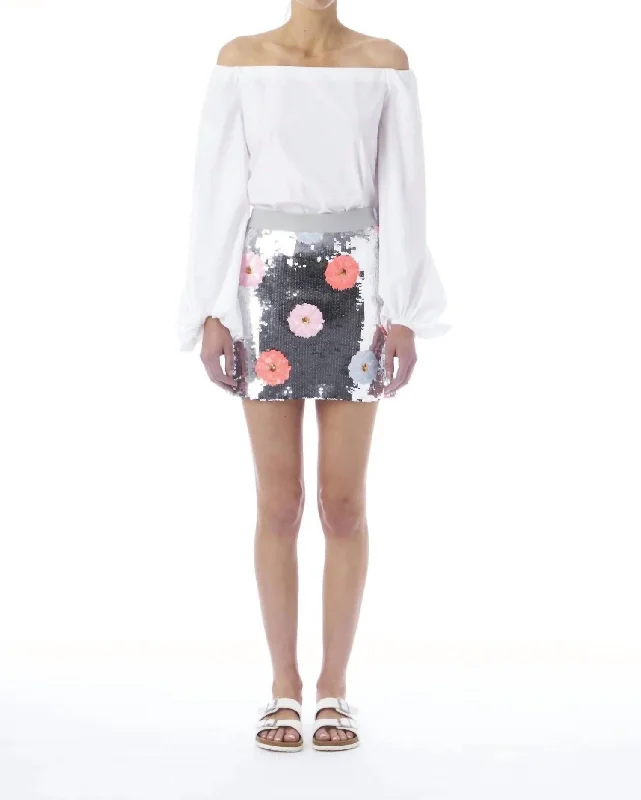 rolled hem skirts -Sequin Mini Skirt In Acid Posey Garden