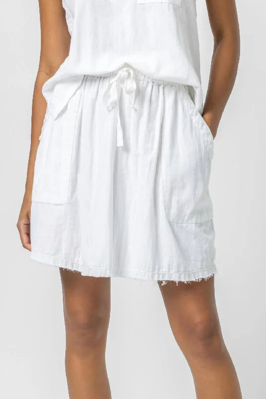 maternity weave skirts -Short Skirt With Pockets In White