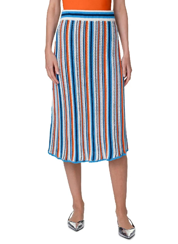 chevron trim skirts -Stripe Crochet Midi Skirt In Multi