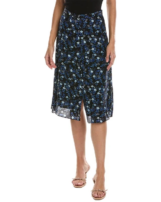 toddler graphic skirts -The Kooples Silk-Blend Midi Skirt