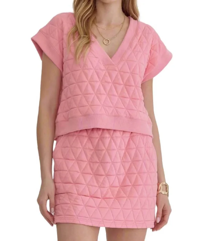 sand stretch skirts -Traci Textured Skirt In Pink