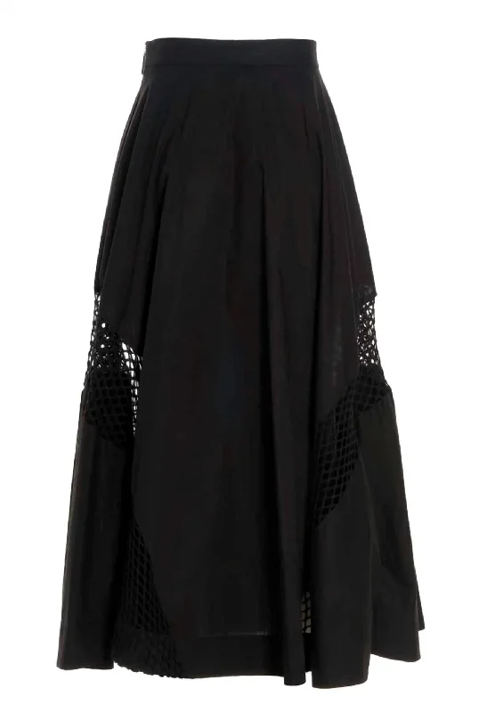 notch weave skirts -Women's High-Waist Cut Out-Detailed Maxi Skirt In Black