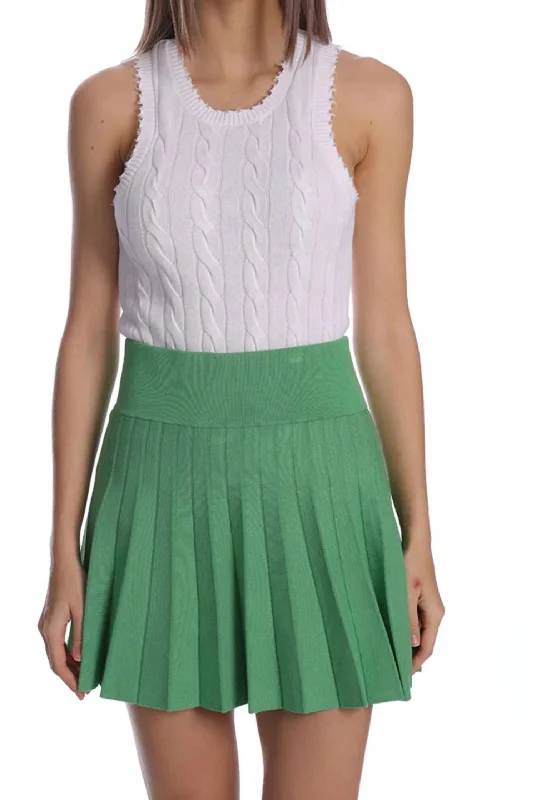 sport grid skirts -Women's Pleated Skirt In Golf Green