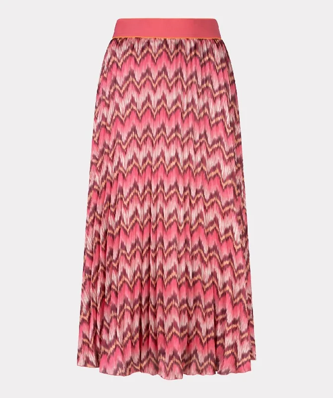 monochrome skirts -Zig Zag Midi Skirt In Pink Multi