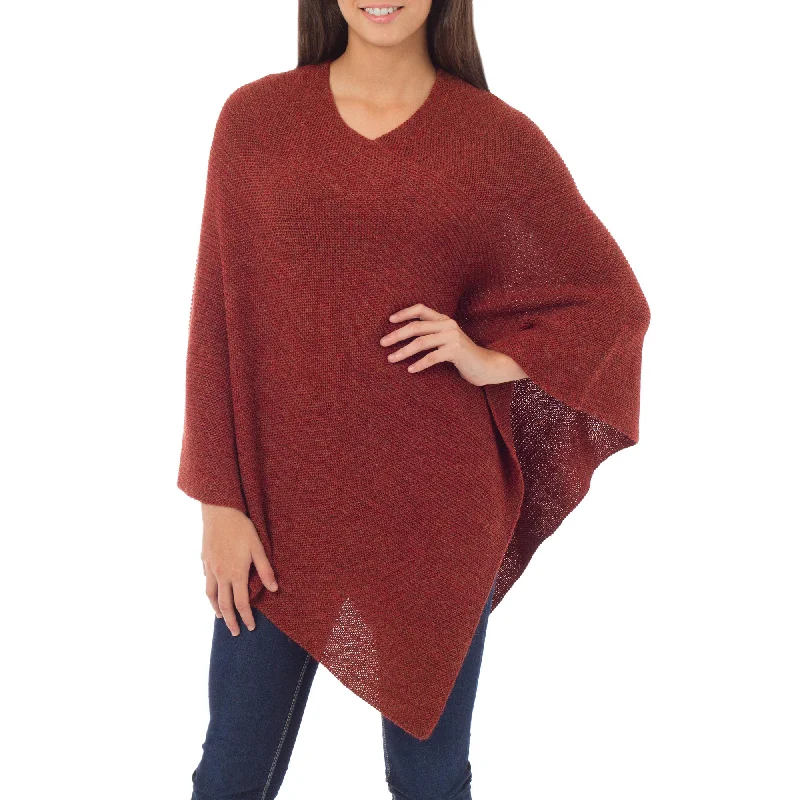 cardigan with gathered hem -Autumn Splendor Handmade Alpaca Poncho