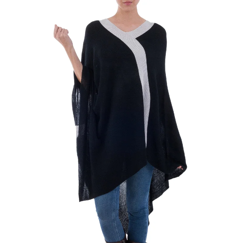 thick bamboo cardigan snug -Beam of Light Knit Bohemian Drape Poncho