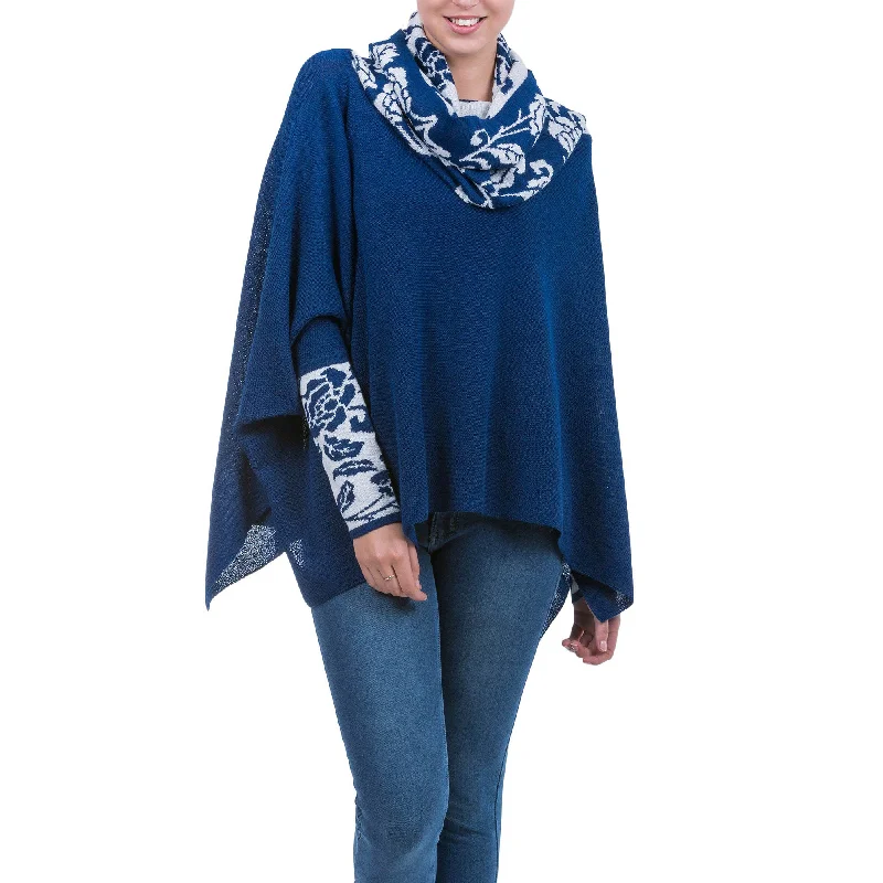 cardigan kids space print -Blue Roses Poncho with Sleeves