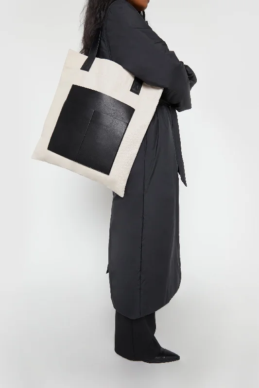 cardigan with slit sleeves -CANVAS TOTE WITH FRONT POCKET