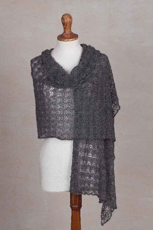 cardigan for women soft plum -Dreamy Texture in Slate Textured 100% Baby Alpaca Shawl in Slate from Peru