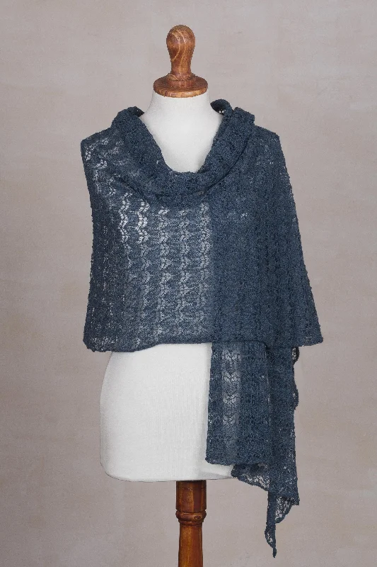 breathable silk cardigan airy -Dreamy Texture in Teal Textured 100% Baby Alpaca Shawl in Teal from Peru