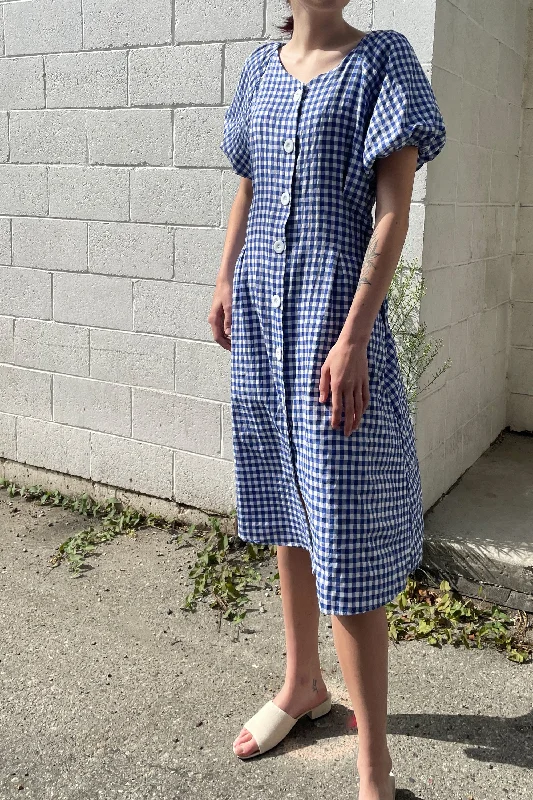 short cardigan urban chic -GINGHAM BUTTON UP DRESS