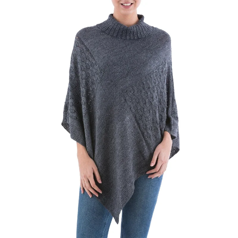 opal cardigan cool hue -Grey Knit Poncho