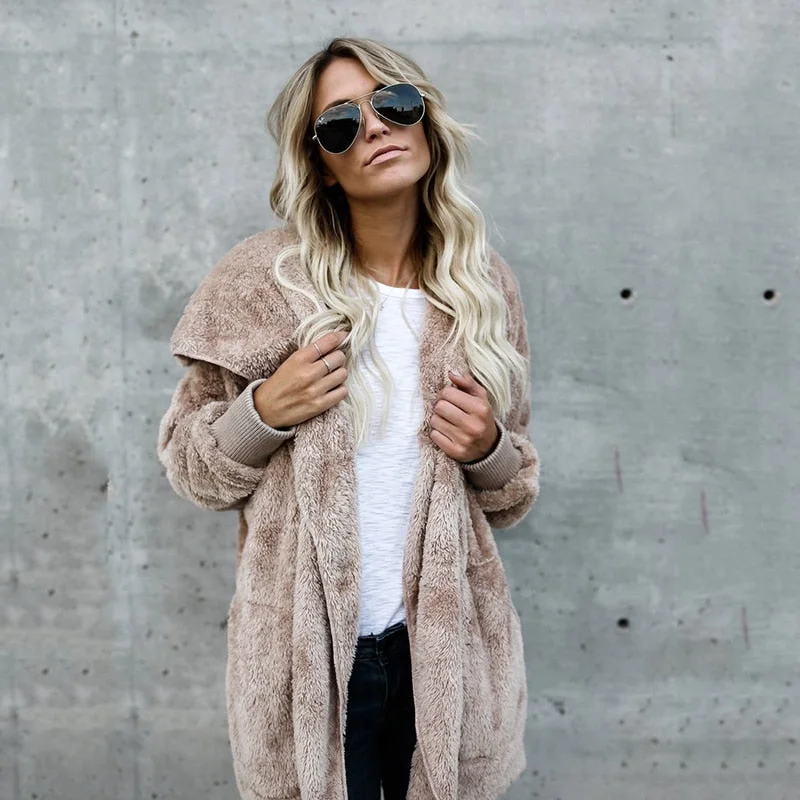 stone cardigan neutral hue -Amy Fashion - Harajuku Women Loose Long Cardigan Ladies Warm Coat Outwear