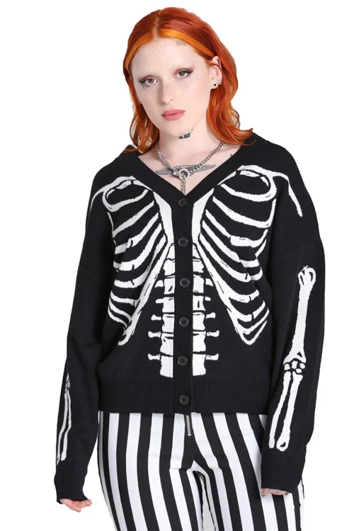 lightweight silk cardigan breezy -Hell Bunny Skeleton Cardigan