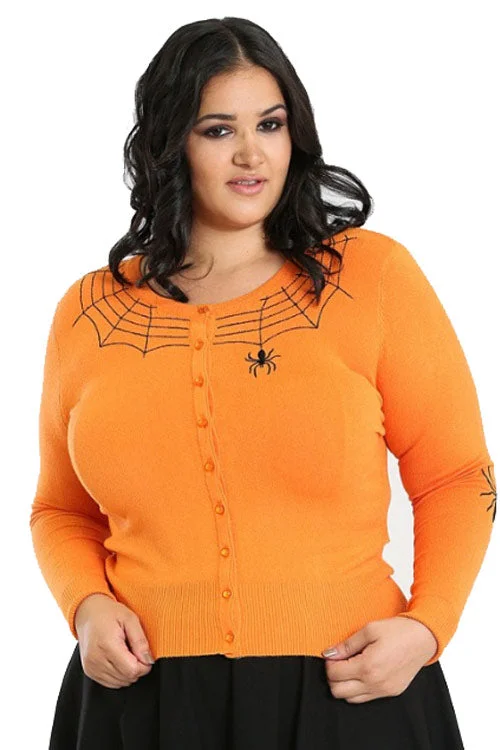 cardigan with ribbon hem -Hell Bunny Spider Cardigan in Orange