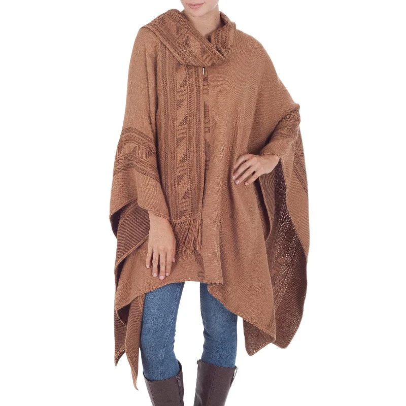 long cardigan flowy style -Heritage Alpaca Blend Reversible Handcrafted Poncho