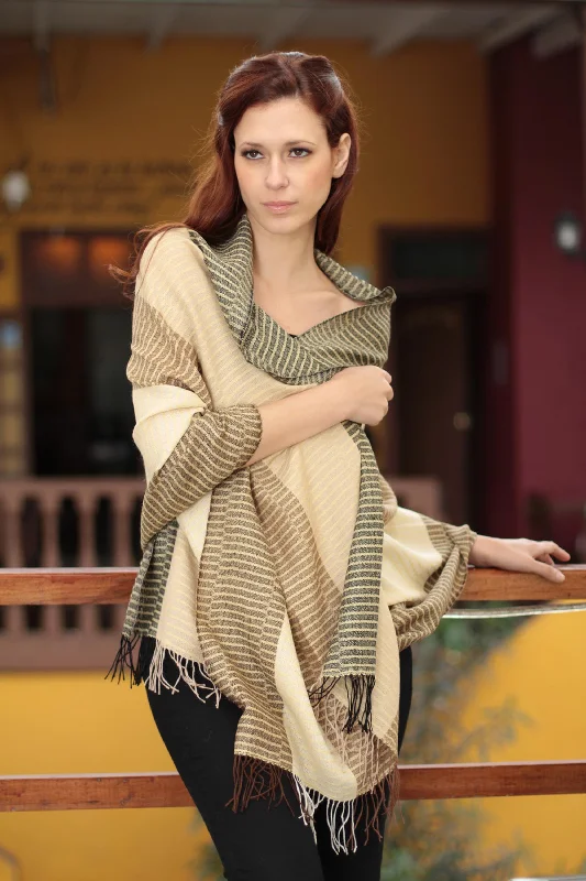 organic cotton cardigan eco -Huancayo Warmth Handmade Peruvian Alpaca Wool Patterned Shawl