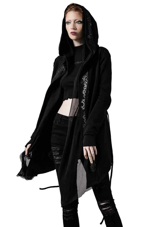 cardigan with drop cuffs -Killstar Ruination Hooded Cardigan Cloak