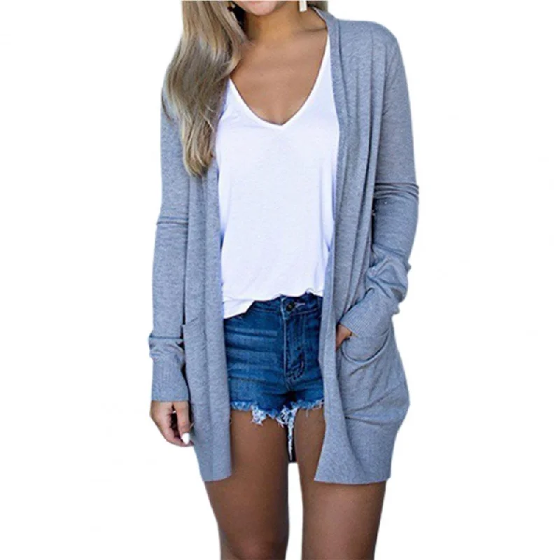 cardigan with side tie -Amy Fashion - Long Cardigan Coat for Women's Clothing Cardigans