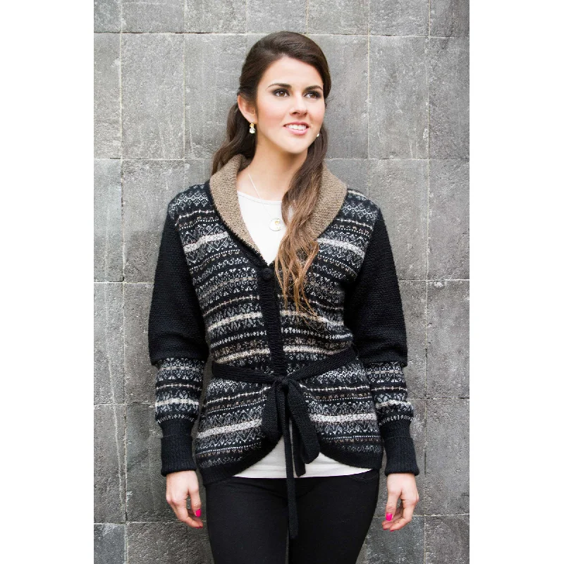 short cardigan sporty look -Midnight Medley Alpaca Cardigan