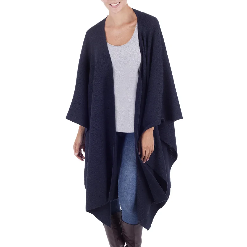 cardigan for women sage green -Navy Blue Chic Ruana Cloak