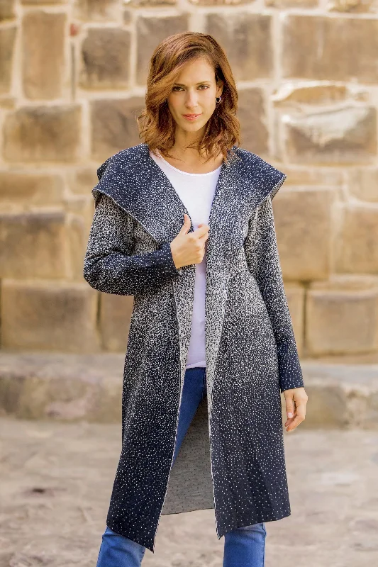 short cardigan casual chic -Peruvian Sky Knit Ombre Alpaca Blend Long Cardigan from Peru