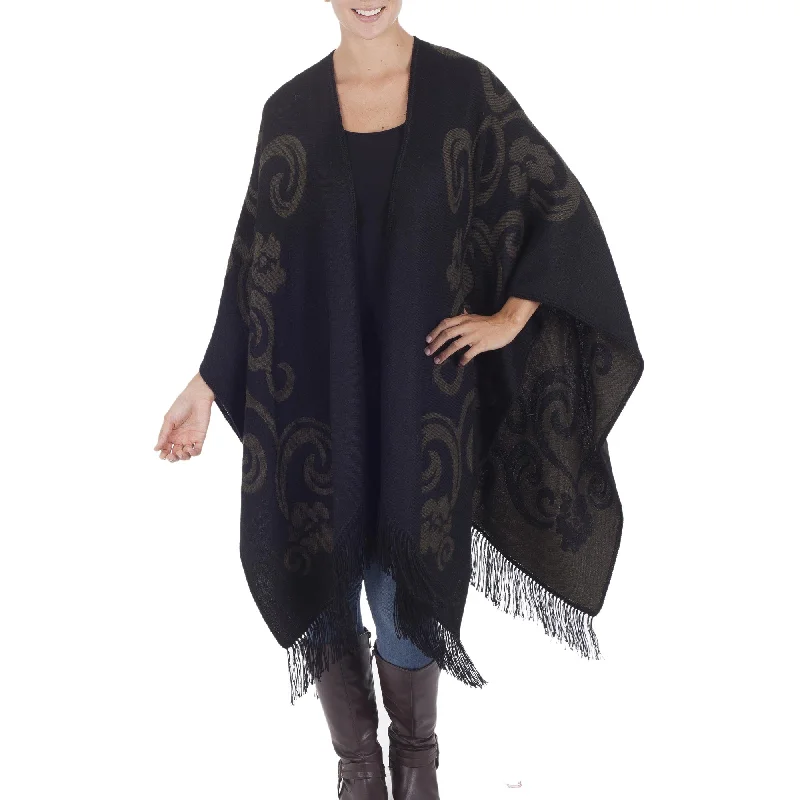 rib-knit cardigan stretchy fit -Spring Silhouette Reversible Ruana Cloak