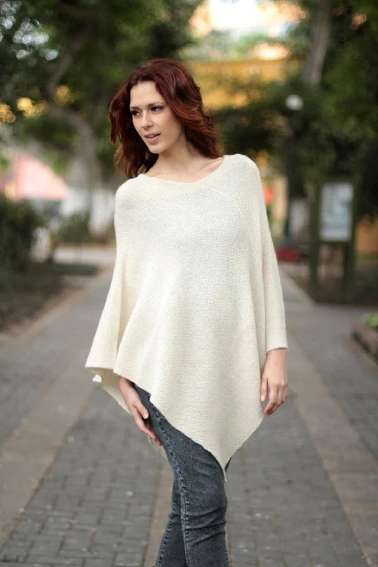 lightweight bamboo cardigan breezy -Sweet Cream Ivory Alpaca Wool Poncho