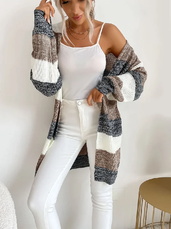 clay cardigan earthy shade -Amy Fashion - V-neck Knitted Sweater Fashion Warm Holiday Cardigan