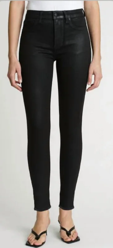 burgundy lounge pants -Aline High Rise Skinny Jeans In Coated Night Sky