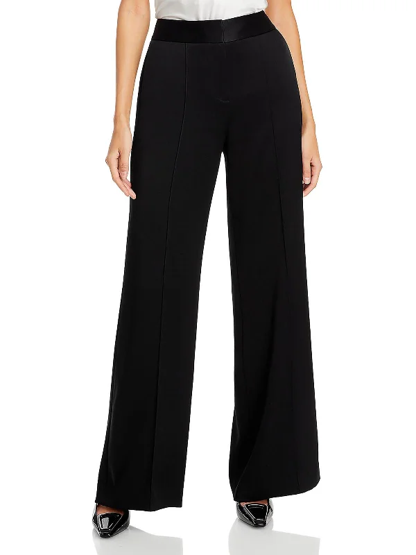 wide utility pants -Andi Womens High Rise Pintuck Wide Leg Pants