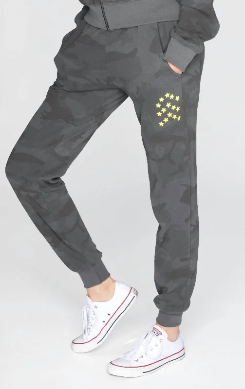 contrast trim pants -Black Camo -Flat Pocket Sweatpants In Vintage Black