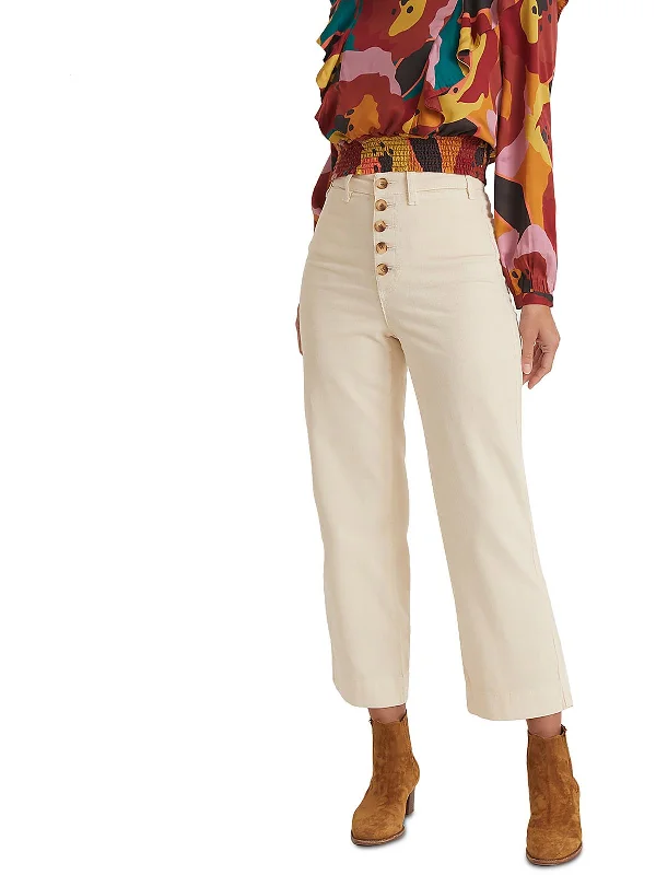 paprika check pants -Bridget Womens Corduroy High Rise Straight Leg Pants