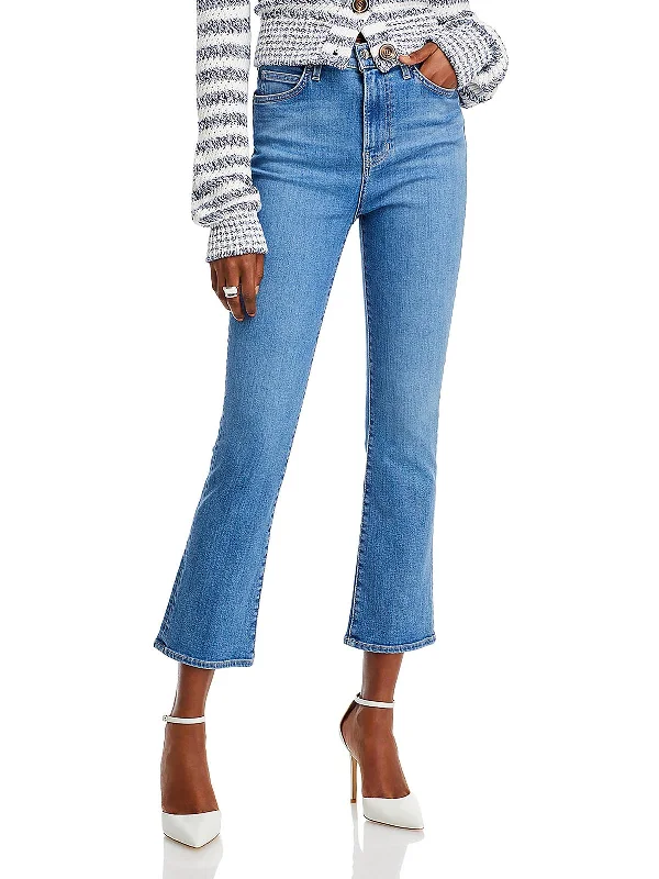 tight check pants -Carly Womens Denim Cropped Flared Jeans