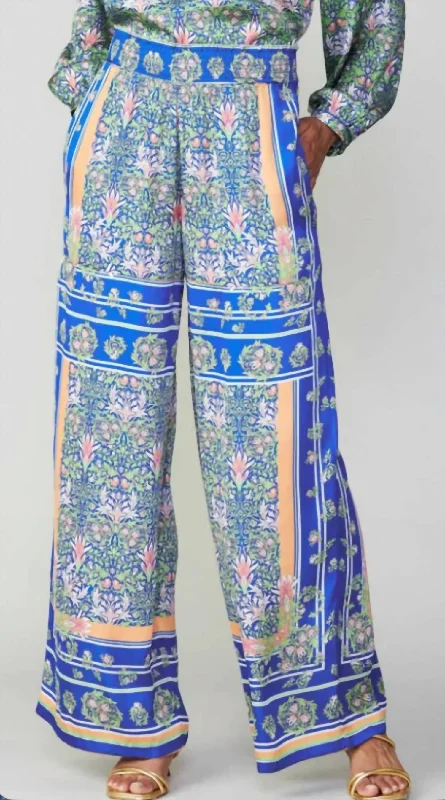 indigo bold pants -Curacao Pant In Green- Blue Multi