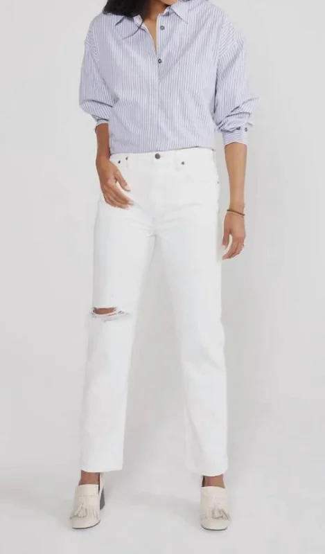 navy mist pants -Finn Slim Straight Jean In White