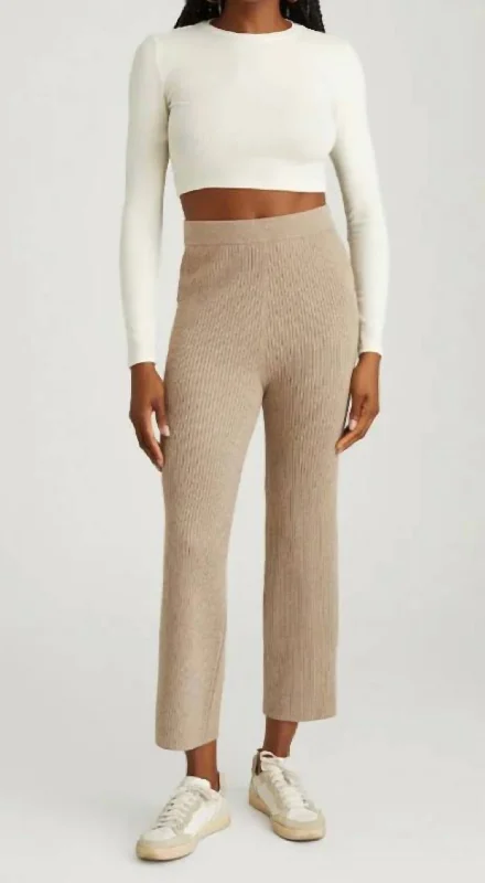 women’s travel pants -Gabby Sweater Pants In Cashew Heather