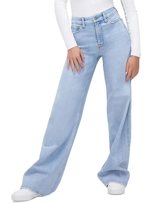 taupe lounge pants -GOOD SKATE Womens High Rise Denim Wide Leg Jeans