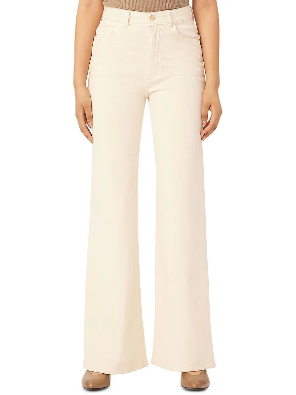 crisp utility pants -Hepburn Womens Textured Corduroy Wide Leg Jeans