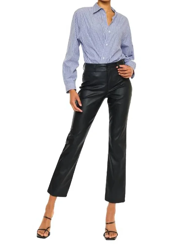 swing trim pants -High Rise Skinny Straight Faux Leather Pant In Black