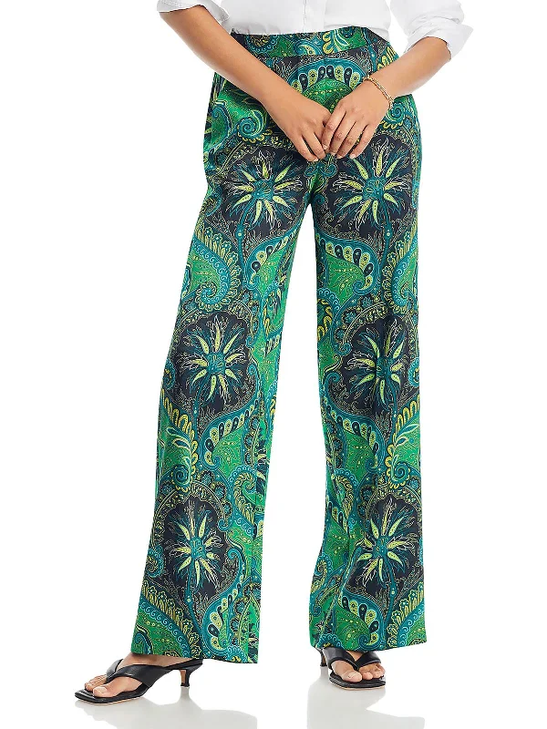 sky casual pants -Jade Womens Paisley High Rise Wide Leg Pants