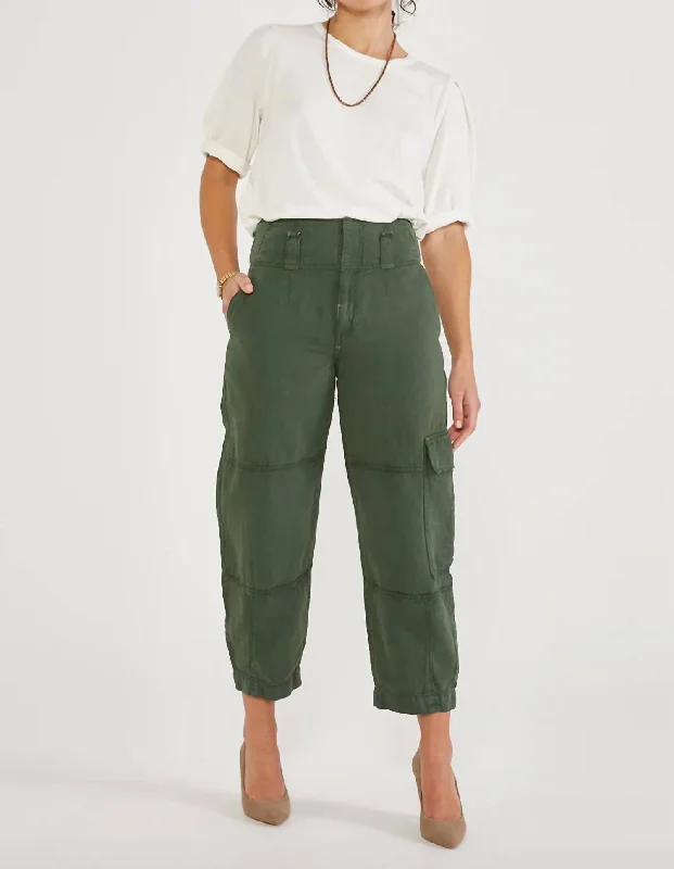 slim pattern pants -Juni Relaxed Cargo Pant In Forest Green