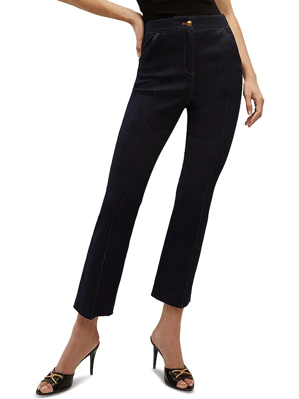 baby comfy pants -Kimra Womens High Rise Straight Leg Cropped Pants