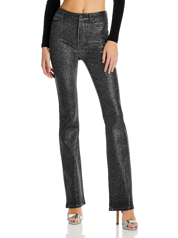 cerise stretch pants -Mahattan Womens Glitter High Rise Bootcut Jeans