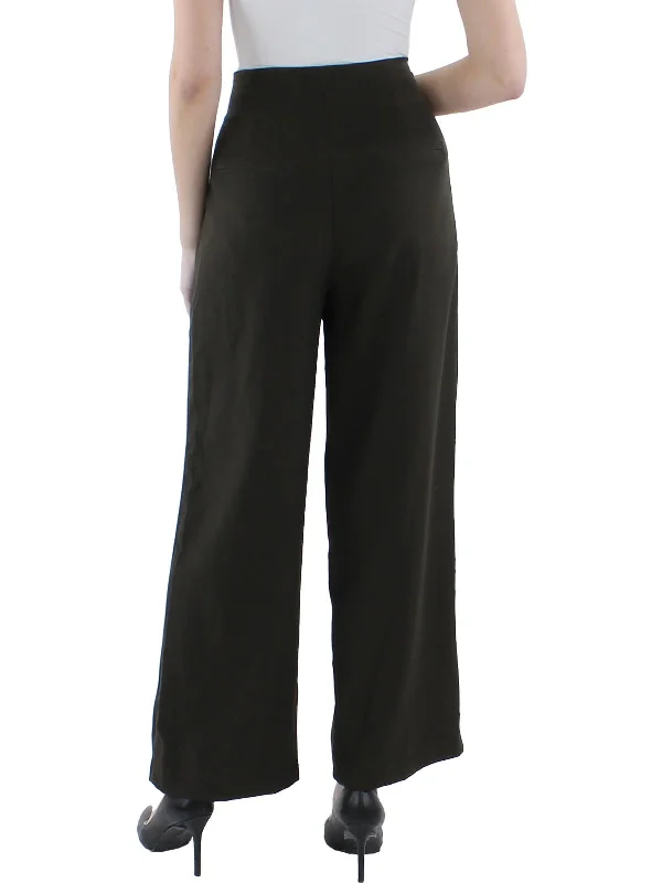 ombre stretch pants -Marielle Womens Pleated Wide Leg High-Waist Pants