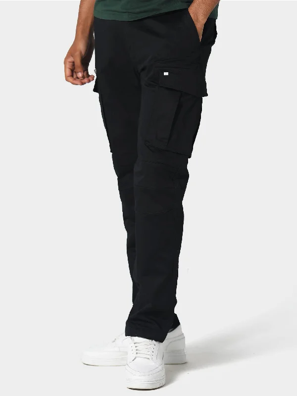 slim weave pants -Newton Black Cargo Pants